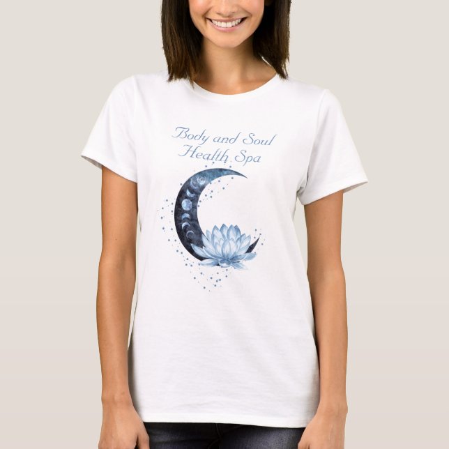 T-shirt Spa de santé Business Blue Lotus Flower Moon (Devant)