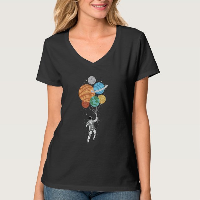 T-shirt Spa du système solaire de l'astronaute tenant des  (Devant)