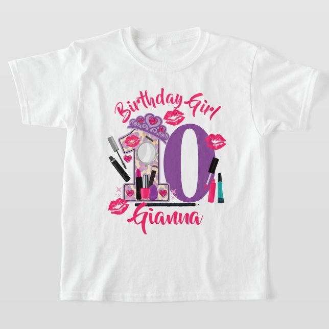 T-shirt Spa maquiller fille anniversaire | âge personnalis (Poser)