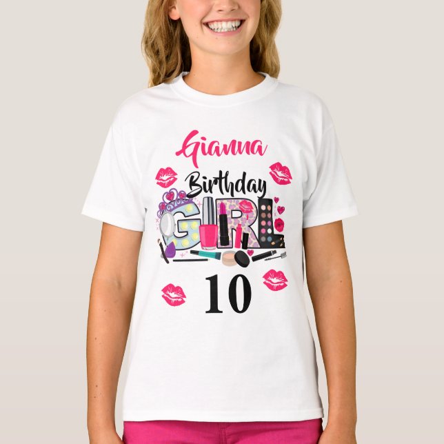 T-shirt Spa maquiller fille anniversaire | âge personnalis (Devant)