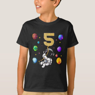 T-shirt Space 5 Years Old 5th Birthday Planets Astronaut