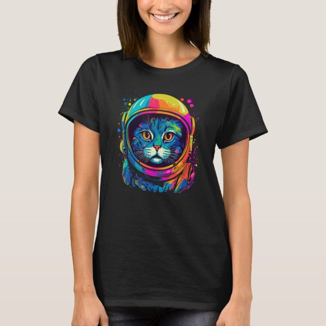 T-shirt Space Astronaut Cat  Men Women Kids Space Cat (Devant)