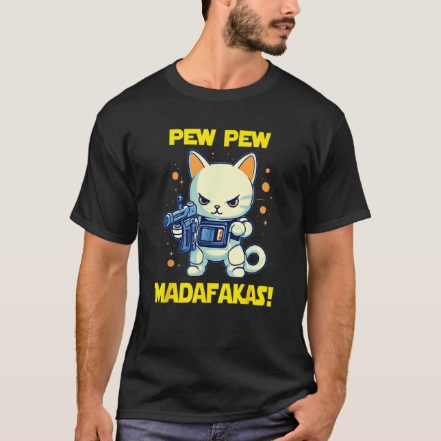 T-shirt Space Astronaut Pew Madafakas Maneki Neko Cat 1 (Devant)