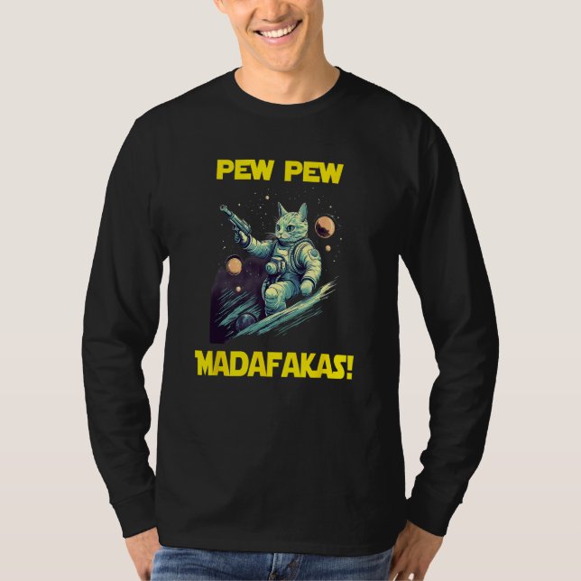 T-shirt Space Astronaut Pew Madafakas Nebelung Cat 1 (Devant)