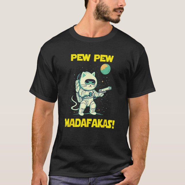T-shirt Space Astronaut Pew Madafakas Ragamuffin Cat (Devant)