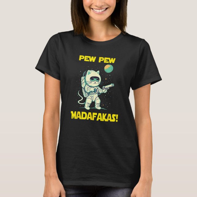 T-shirt Space Astronaut Pew Madafakas Ragamuffin Cat (Devant)