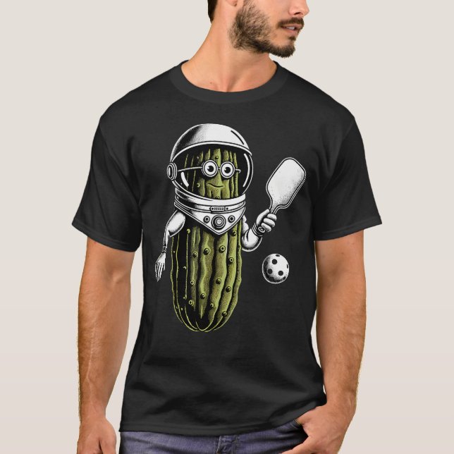 T-shirt Space Astronaut Pickle Playing Pickleball Pickle B (Devant)