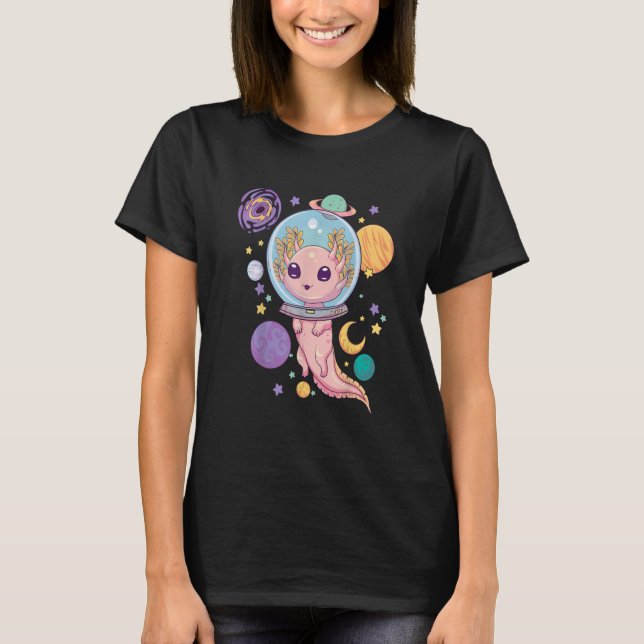T-shirt Space Axolotl Kawaii Pastel Goth Anime Aesthetic (Devant)