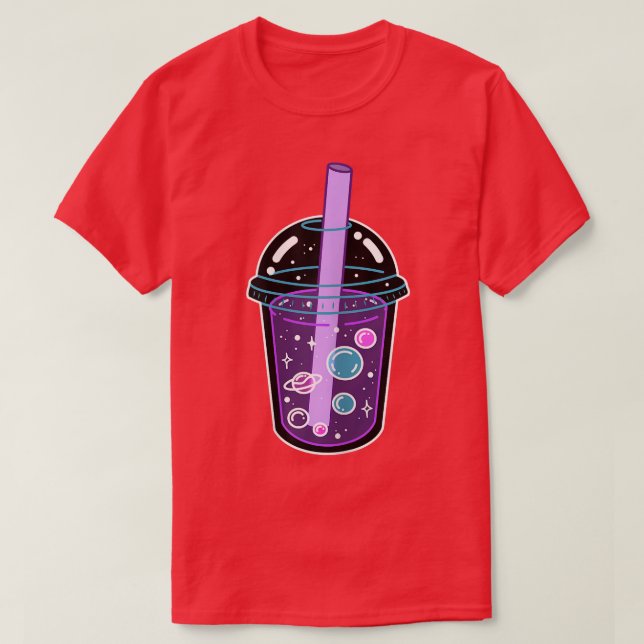 T-shirt Space Boba Thé Buble Thé japonais Anime Kawaii Cu (Design devant)