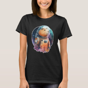 T-shirt Space Capybara Astronaut Animal Face Galaxy Capiba