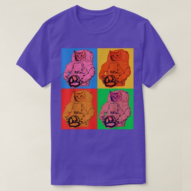 T-shirt Space Cat Astronauts In Space Suits Retro Pop Art  (Design devant)