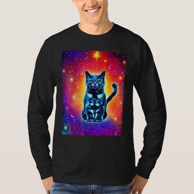 T-shirt Space Cat Kitty Kitten In Cat Style 1 (Devant)