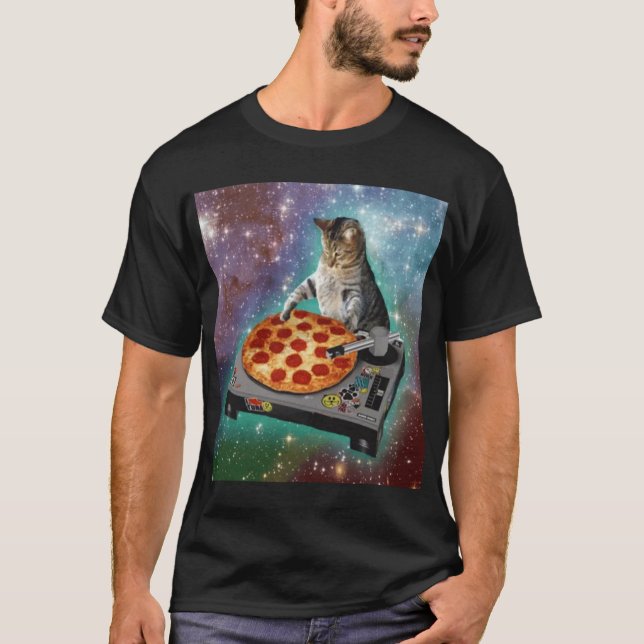 T-shirt Space Cat Meme Galaxy Universe Pizza Kitty Kitten (Devant)