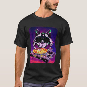T-shirt Space Cat Remix DJ PIZZA Remix pour galaxie de cha