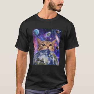 T-shirt Space Chat Face Dans Galaxy Funny Mignonne Kitten