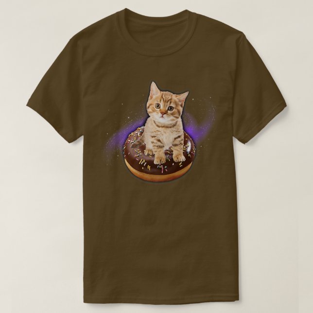 T-shirt Space Donut Chat Flying Kitty Galay (Design devant)