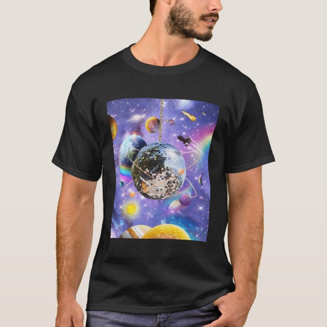 T-shirt Space Galaxy Disco Ball (Devant)