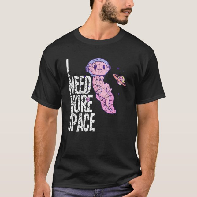 T-shirt Space Galaxy Flying Axolotl Spacesuit Salamander S (Devant)