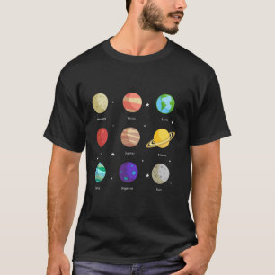 T-shirt Space Galaxy Planètes solaires Vénus Mars Jupiter 