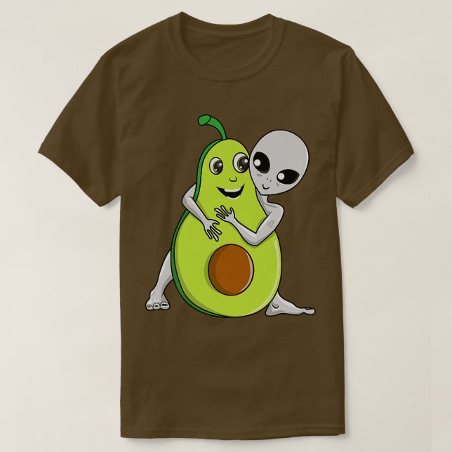 T-shirt Space Gray Alien UFO Avocado Lover Hugging (Design devant)