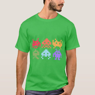T-shirt Space Invaders Piel Art Rainbow Aliens petite amie