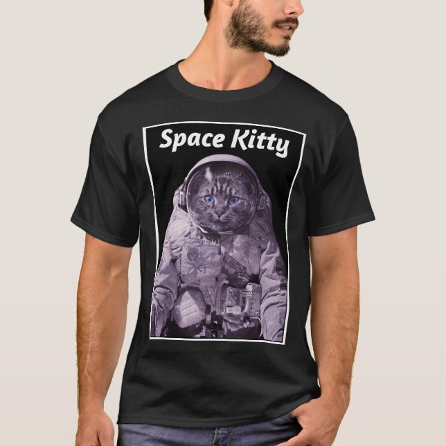 T-shirt Space Kitty Externe Chat Astronaut Galaxie (Devant)
