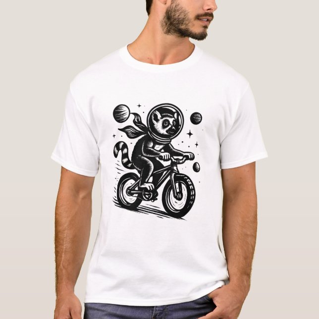 T-shirt Space Lemur Astronaut Riding Bicycle - Madagascar  (Devant)