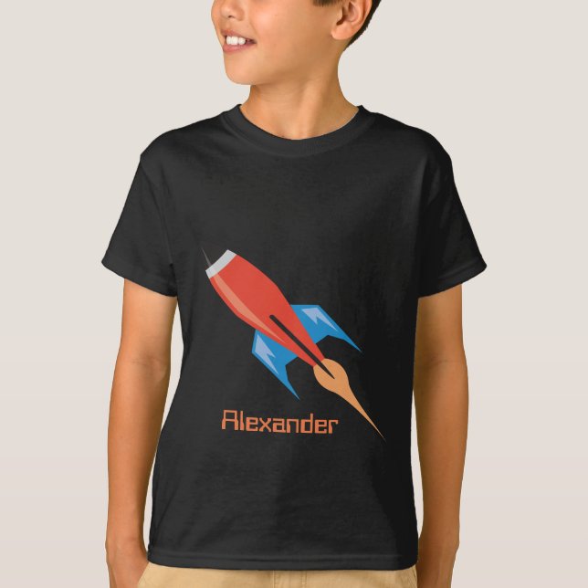 T-shirt Space Rocket Boys Nom personnalisé personnel (Devant)