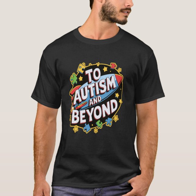 T-shirt Space Rocket Enfants Autistes Sensibilisation à l' (Devant)