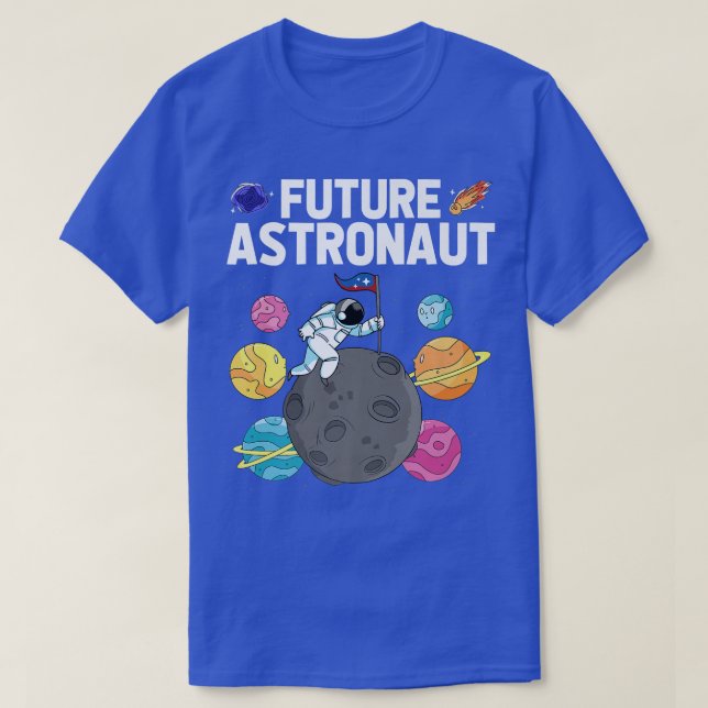 T-shirt Space Science Galaxy Moon Landing Planets Future A (Design devant)