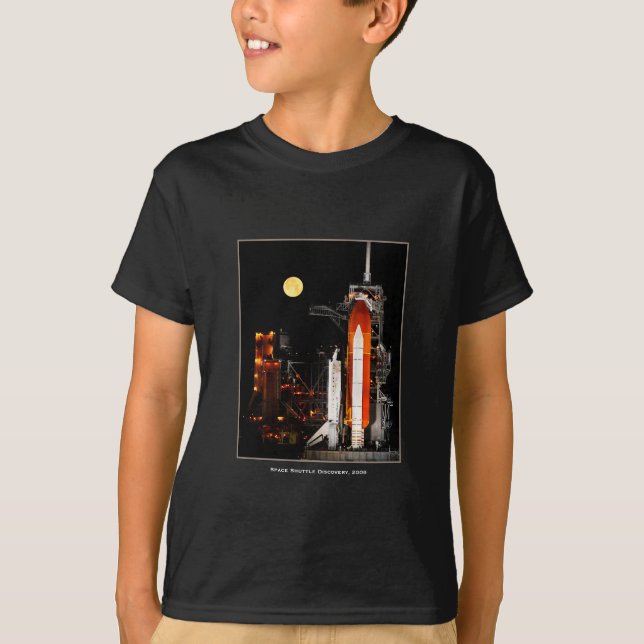 T-shirt Space Shuttle Discovery et Pleine lune en 2009 Boy (Devant)