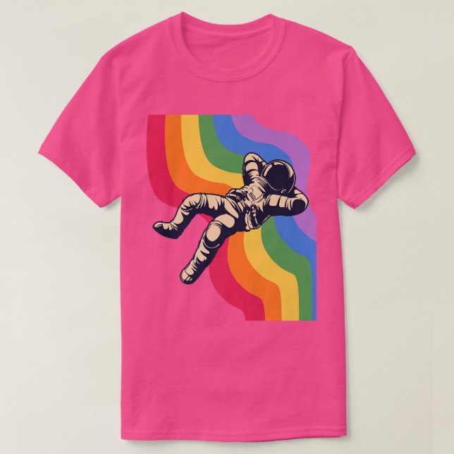 T-shirt Spaceman, astronaute on a rainbow, Pride Month, Ra (Design devant)