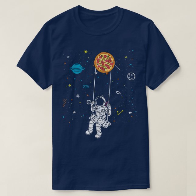 T-shirt Spaceman Pizza, Funny Fast Food Solar System Astro (Design devant)