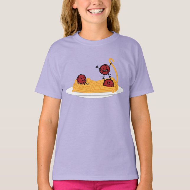 T-shirt Spaghetti et boulettes de viande pâtes nouilles cu (Devant)