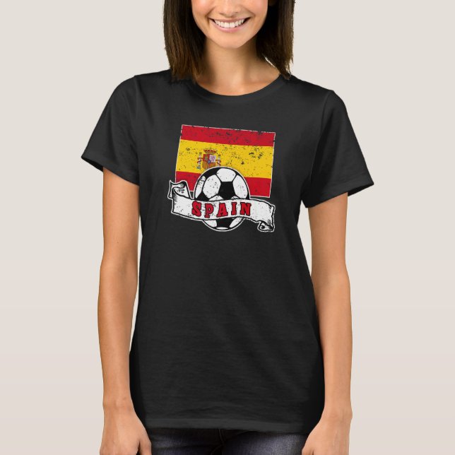 T-shirt Spain SOCCER BALL AND FLAG DISTRESSED (Devant)
