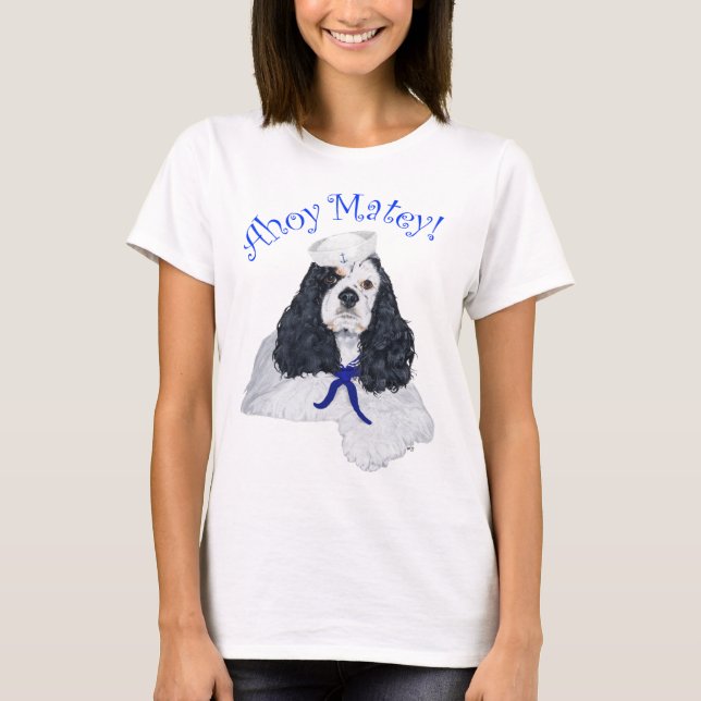 T-shirt Spaniel Cocker Américain Marin (Devant)