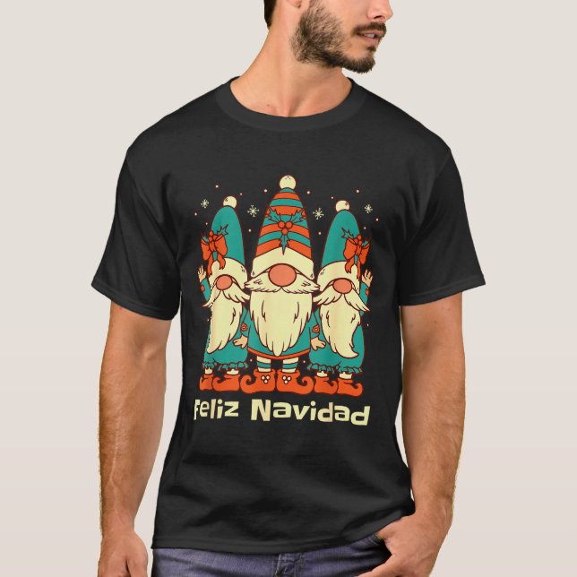 T-shirt Spanish Christmas Gnomes Feliz Navidad  (Devant)