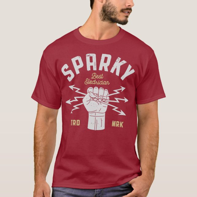 T-shirt Sparky Electrician Funky Lineman Papa Retro Cadeau (Devant)