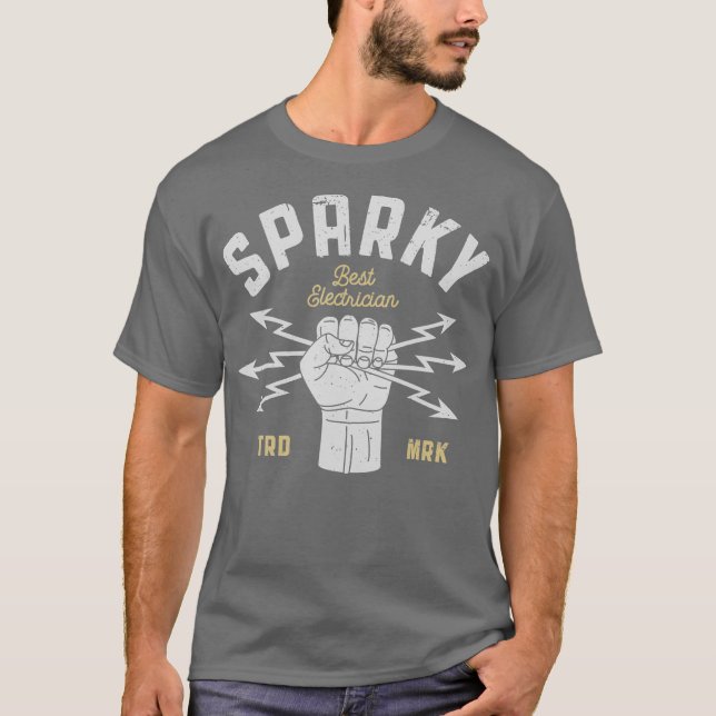 T-shirt Sparky Electrician Funky Lineman Papa Retro Cadeau (Devant)
