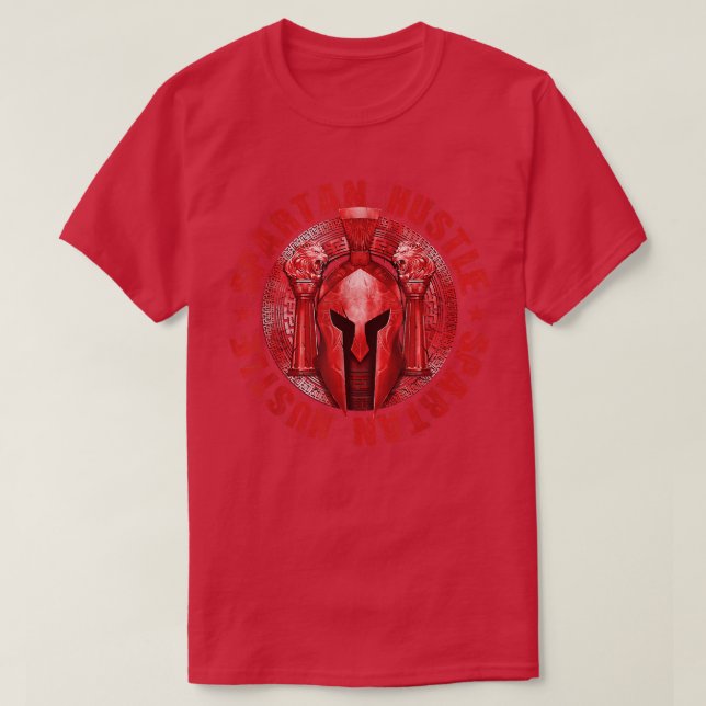 T-shirt Sparta Hustle Red Workout Sparta Gladiator Motiv (Design devant)