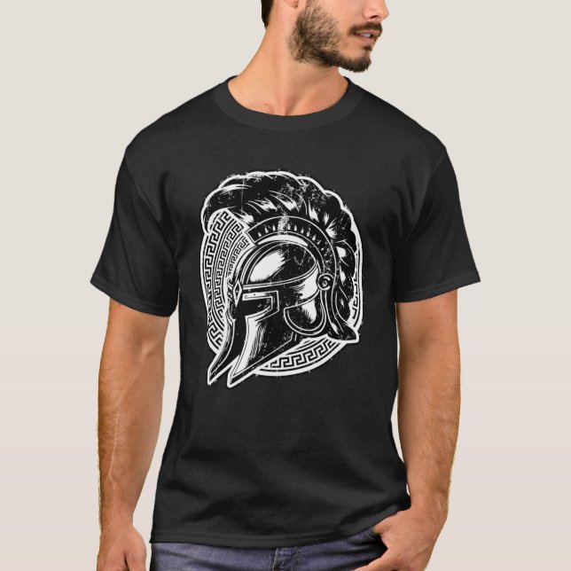 T-shirt Spartan Casque Warrior Gladiator Workout 300 Gym F (Devant)