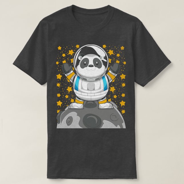 T-shirt Spatiale science mignonne panda astronaute animal  (Design devant)