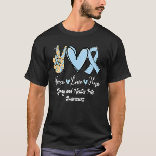 T-shirt Spay and Neuter Pets SNP Peace Love Hope Light Blu