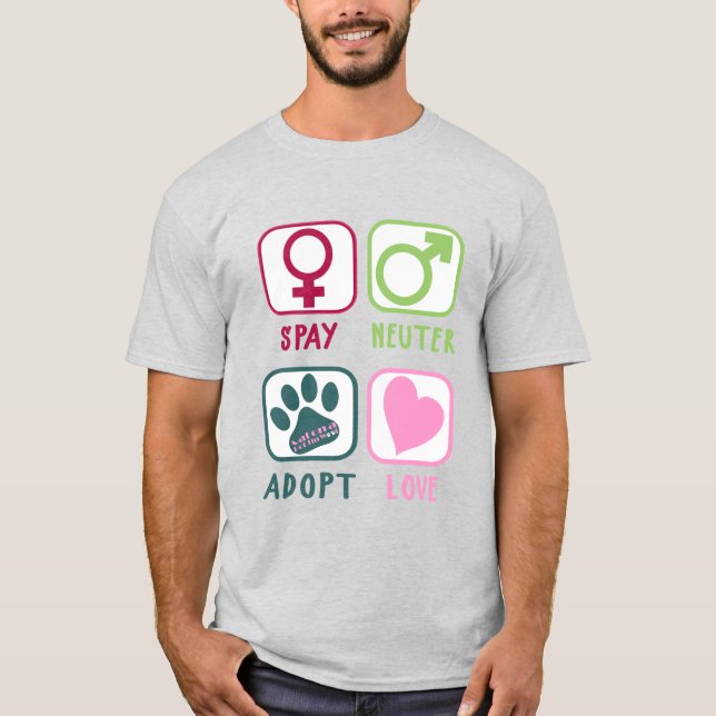 T-shirt Spay Neuter Adopter l'amour (Devant)