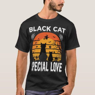 T-shirt Spécial Chat Noir Halloween Amour Design Gothique