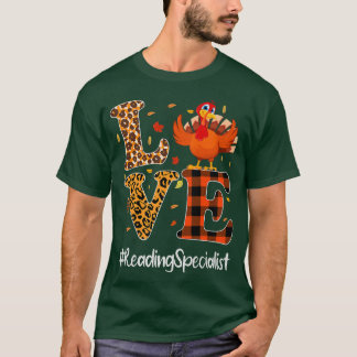 T-shirt Spécialiste de lecture Love Thanksgiving Leopard T