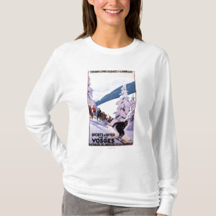 T-shirt Spectateurs observant l'affiche de skieur