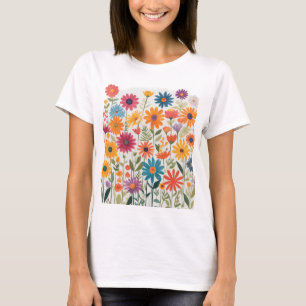 T-shirt spectre de fleurs colorées dans les tailles