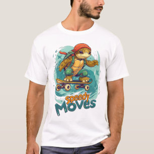 T-shirt Speed Moves Skateboard Turtle Design - Amusant et