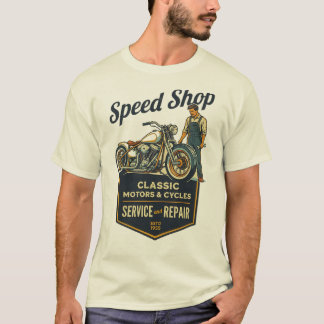 T-shirt Speed Shop – Classic Motors & Cycles Retro Garage